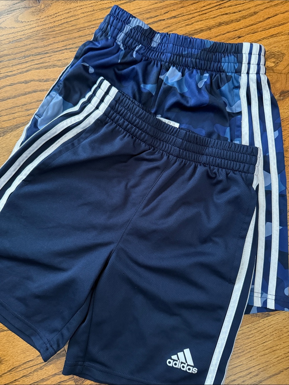 adidas Kids Navy Athletic Shorts with Blue Camo Pair